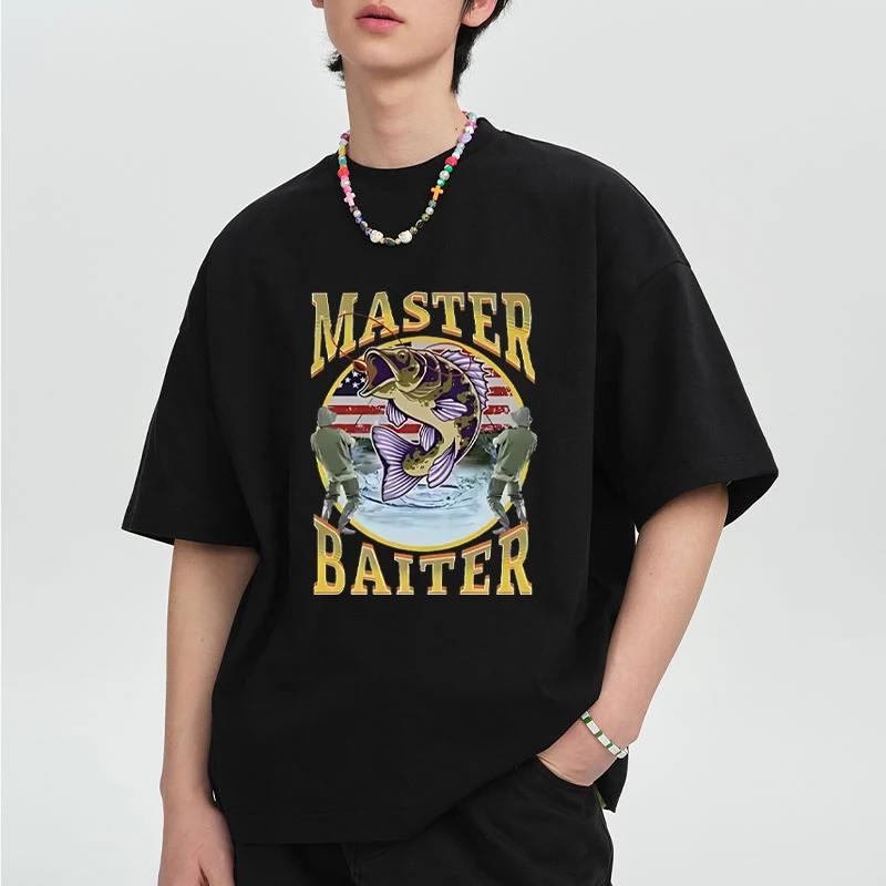 

Funny Master Baiter Fishing Parody printed O-Neck Cotton T shirt Men Women Summer Casual short sleeve T-shirts Unisex Tops
