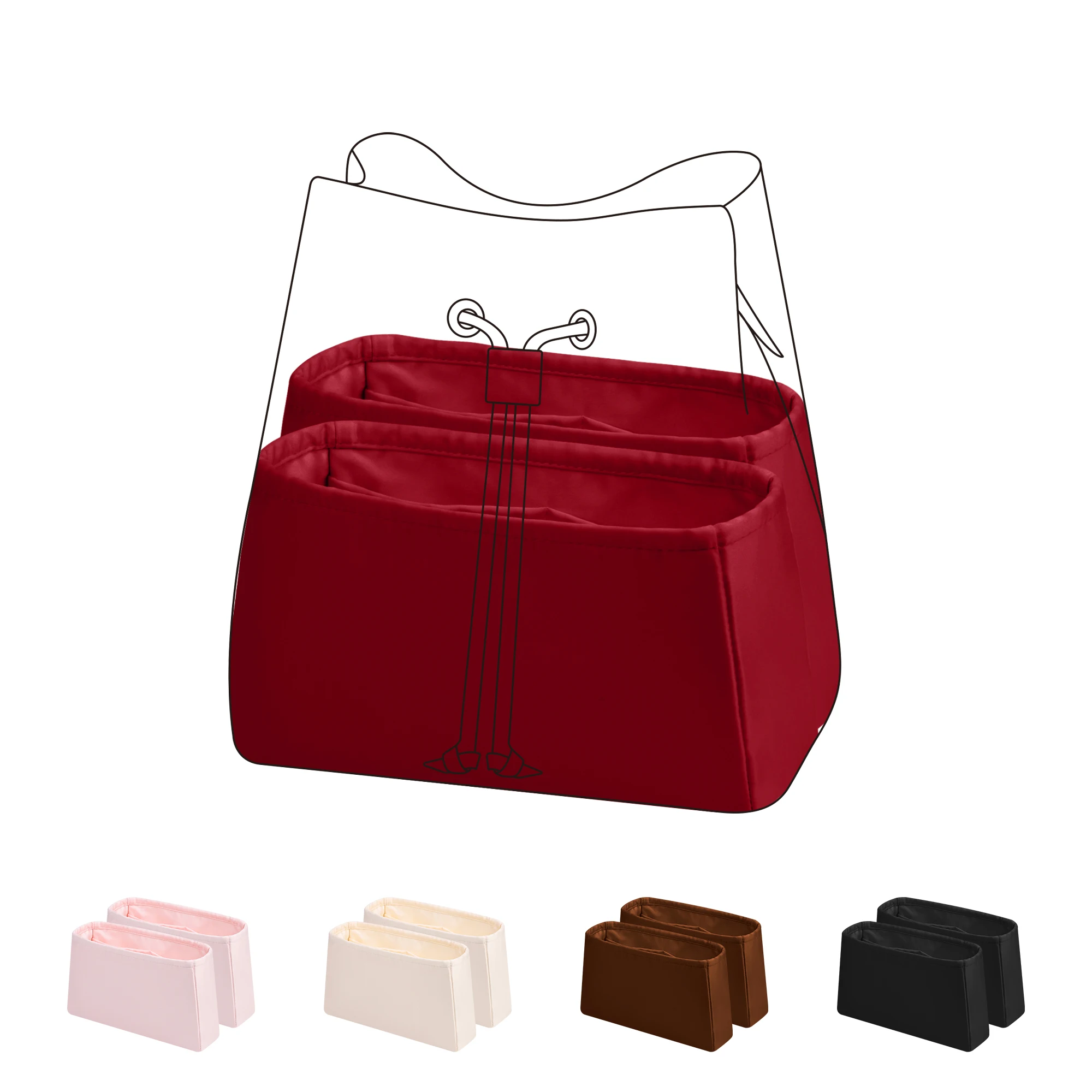 DGAZ Bag Organizer Insert For LV Neonoe/New Neonoe Bags, Silk Purse Organizers