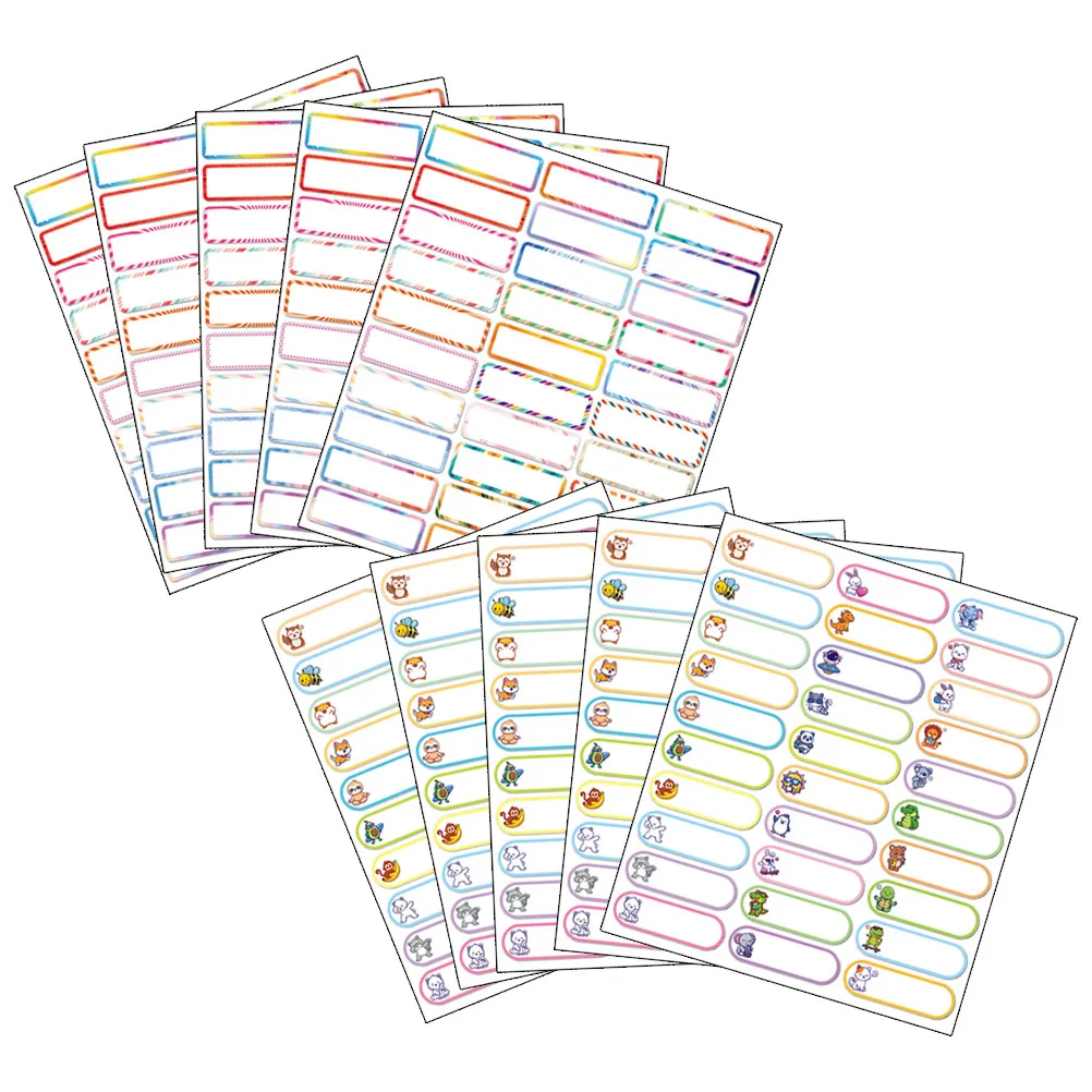Writable Name Tags 10 Sheets Self-Adhesive Labels for Daycare Home Classification Long Service Life Bottle Labels
