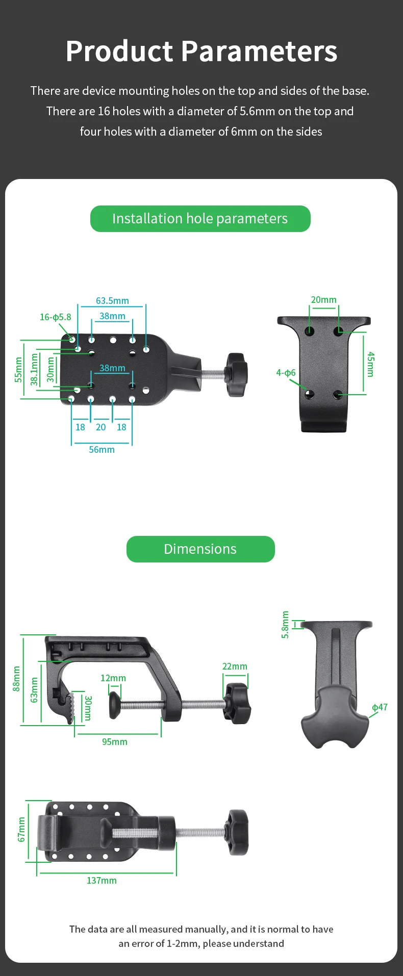 VINmounts Hochleistungs-C-Klemmenhalterung Kompatibel mit RAM-Systemen 1 Zoll und 1,5 Zoll Rundkugelhalterungen, Aluminium-Kajakhalterung, 3,27 Zoll Klemmfläche – Detail 2