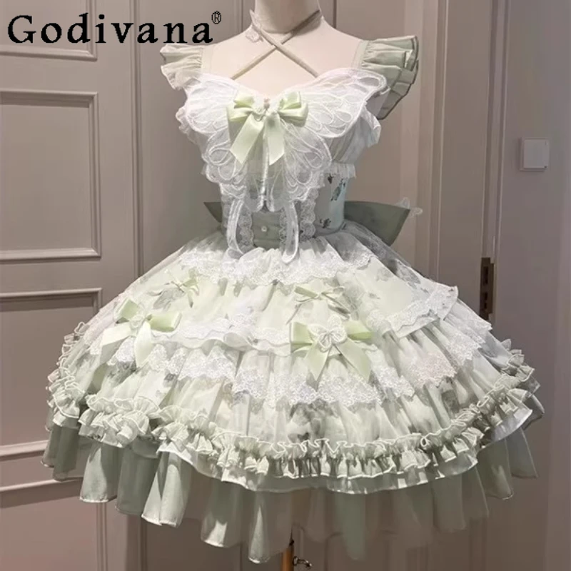 

Summer Lolita Style Princess Dress Women's Sleeveless Birthday Party Short Dress Female Sweet Cute Lolita Fairy Dress