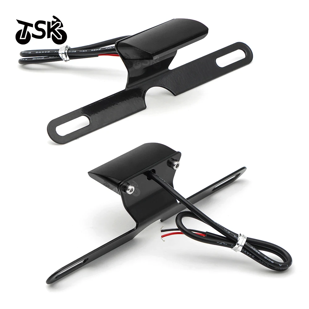 DOT/CE/E-marked 12V Motorbike LED License Number Plate Lights W/License Plate Bracket Holder Universal For Motorcycles