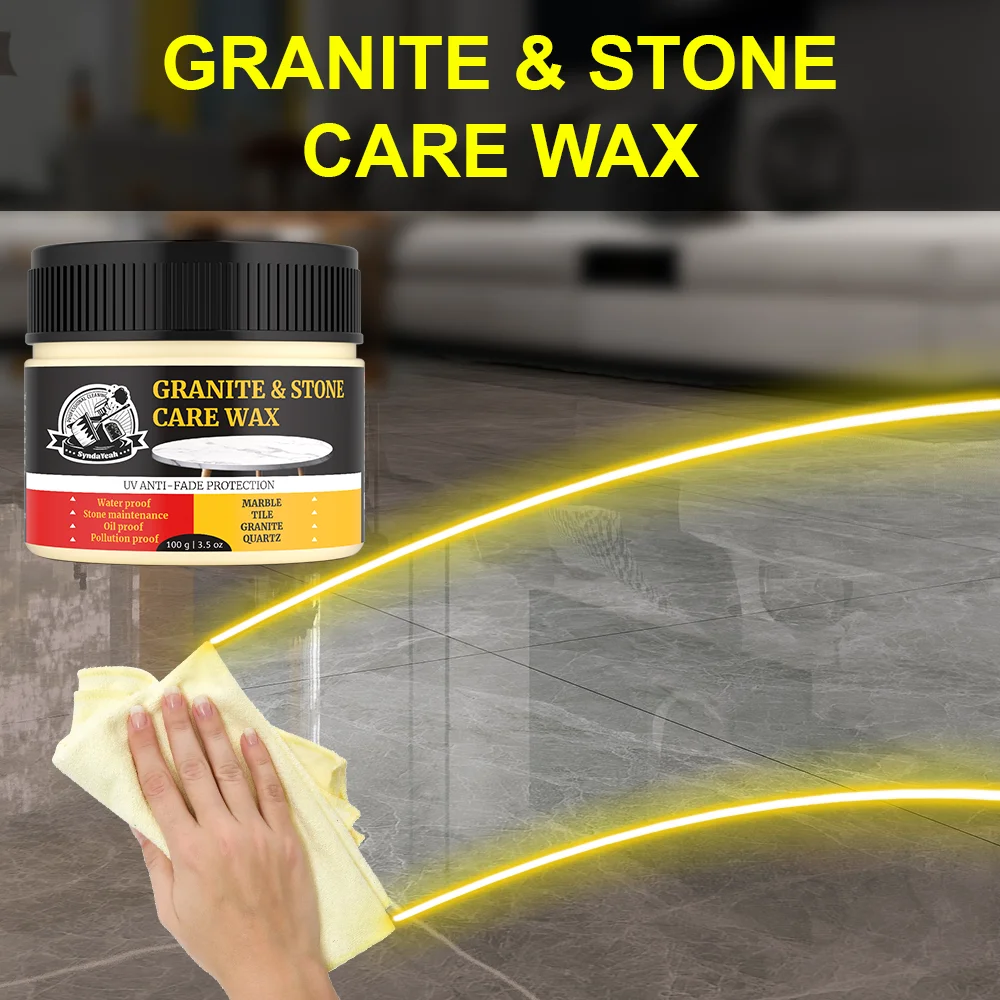 Granite & Stone Care Wax - Professional Cleaner and Polish for Countertops, Marble, Quartz, Bathroom Tile Kitchen 100g SyndaYeah