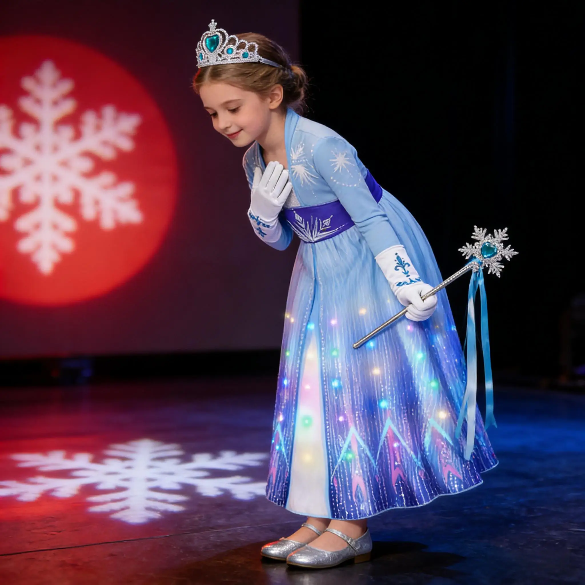 elsa party dress kids costume girl clothes The Frozen Snowflake Queen Costume Dress Luxury Kids Costume by Teresita Orillac L (9-10 years)
