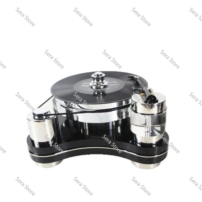 Modern Stainless Steel Vinyl Record Player, Minimalist Turntable for Home Decor, Living Room Hotel Lounge Art Piece