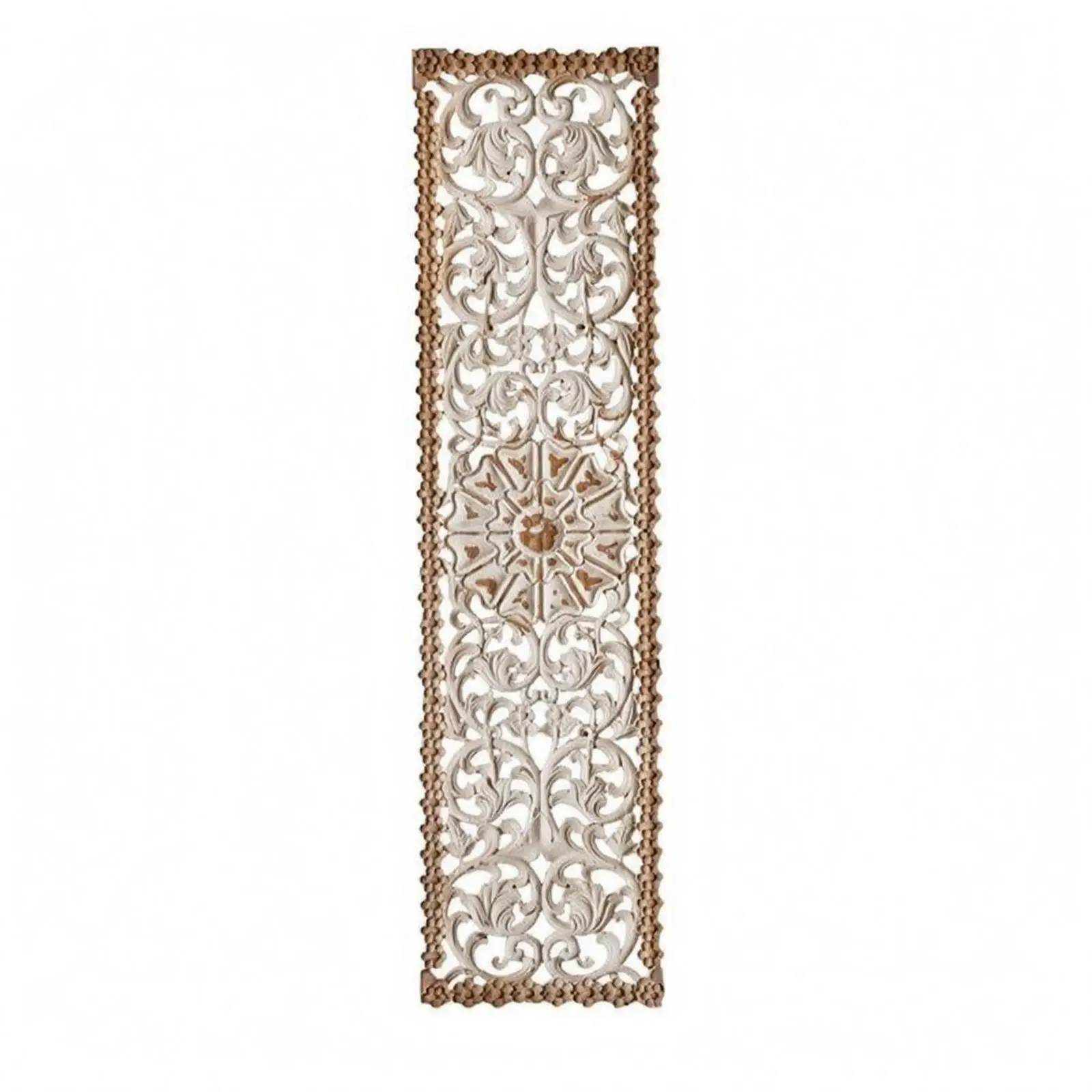 Rustic Wall Mounted Artwork Openwork Carved Wood Panel Home Decor for Corridor Entryway Vintage Style