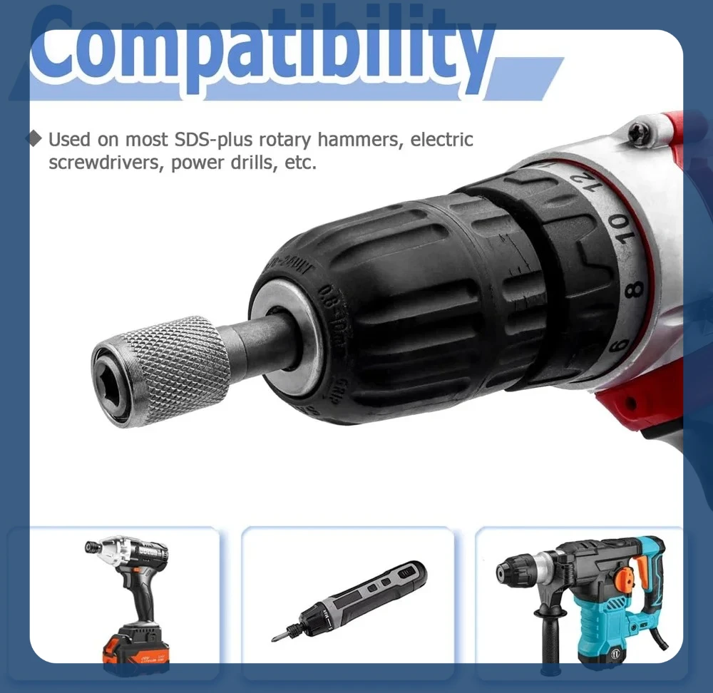 

Round Handle To Hex Handle Adapter Convenient SDS Socket Adapter 1/4 Hex Shank Screwdriver Holder Drill Bits Adapter Converter