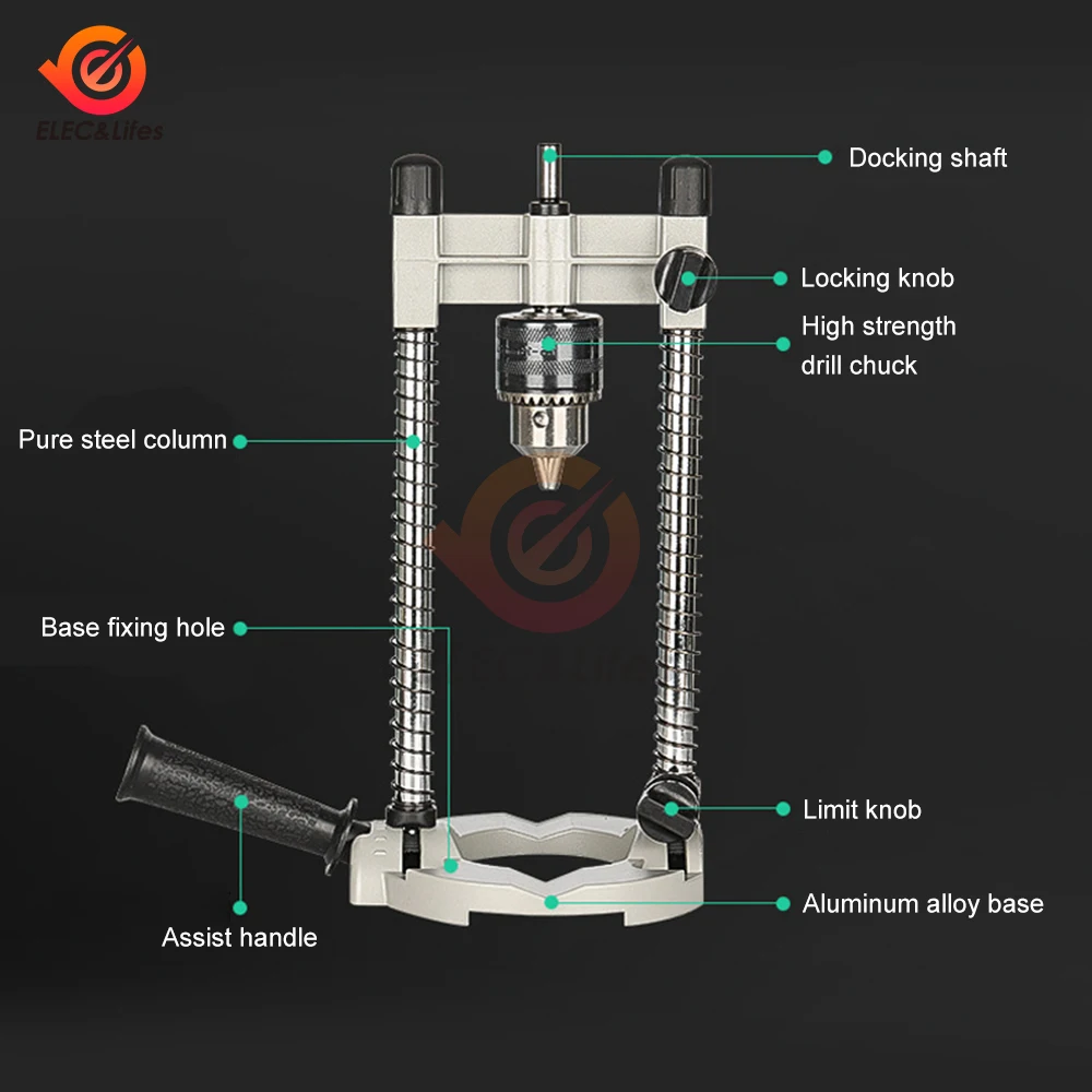 Bench Drill Machine Metal Making Drilling Drill Chuck 1.5-13mm Carpentry Drill Press with Adjustable Angle and Removeable Handle