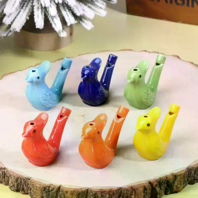 1/5Pcs Bird Whistle Water Musical Ceramic Set Colorful Animal Shape Early Learning Bath Noise Maker Party Favor