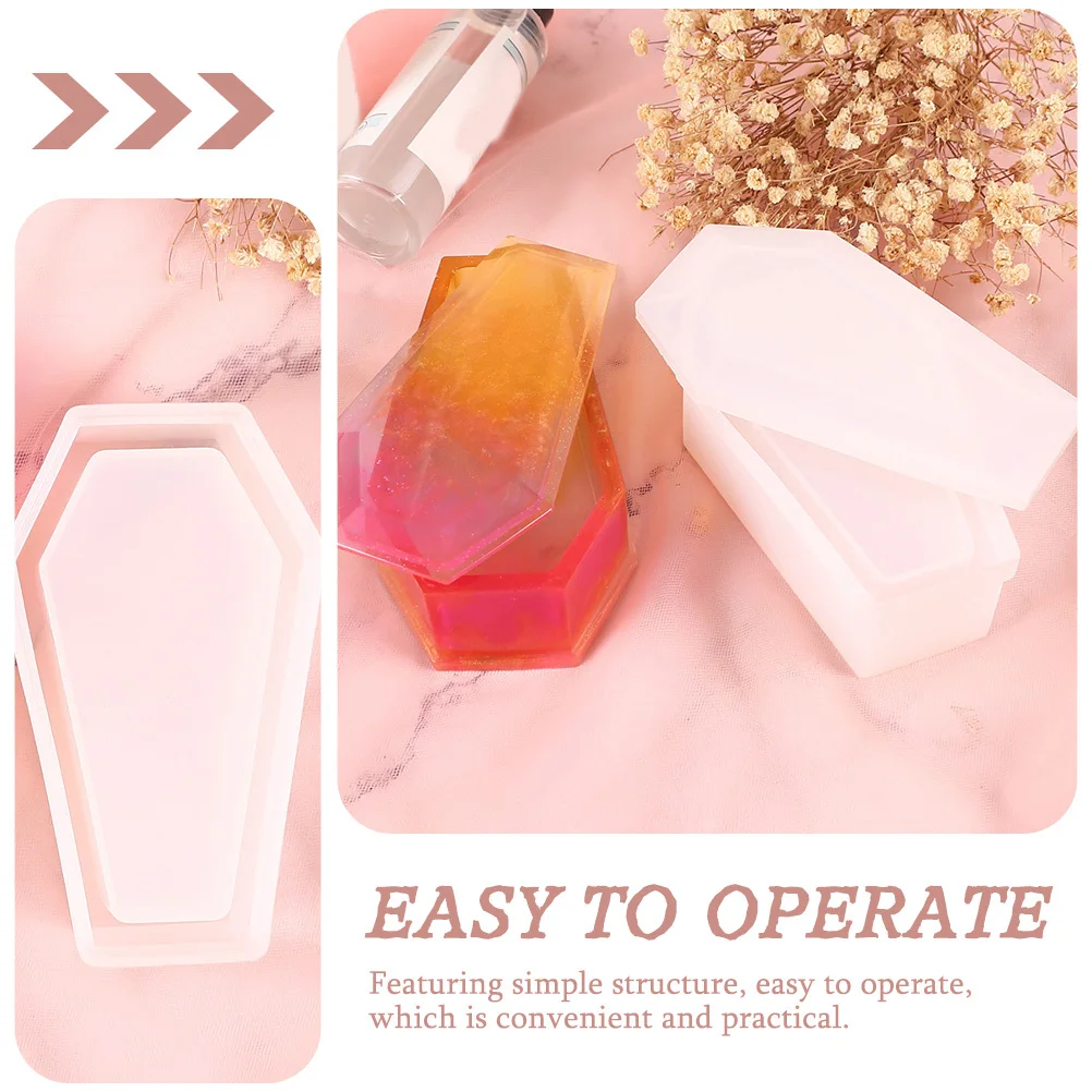 

Halloween Coffin Design Silicone Mold DIY Crystal Epoxy Mold for Coffin Shape Storage Box and Handmade Decor DIY Accessory