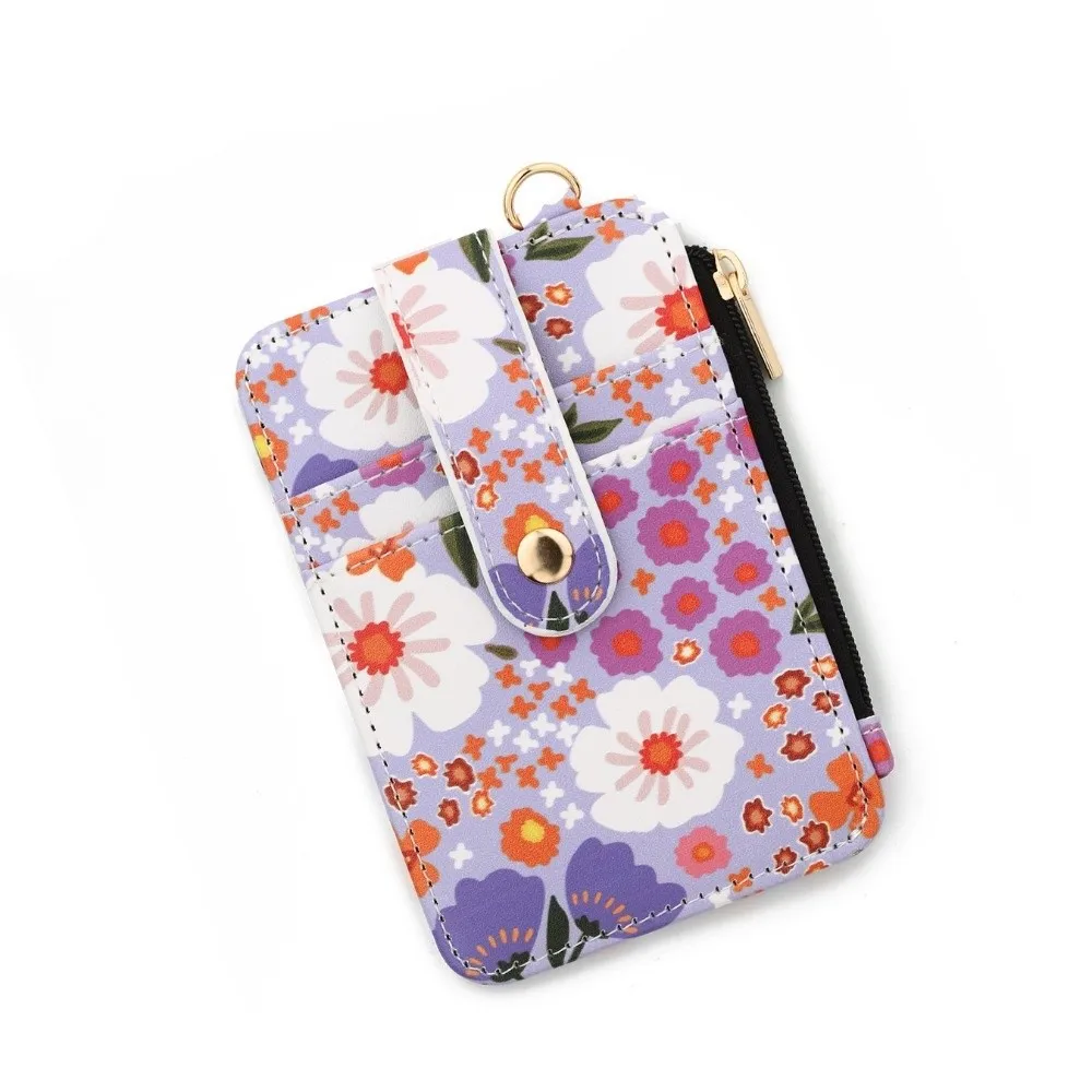 Portable Flowers and Plants Wallet PVC Multiple Card Floral Patterned Card Bag Fashion Classic Short Leather Purse Women