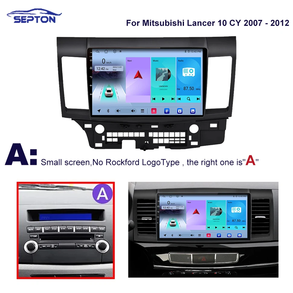 SEPTON Android Auto Radio Wireless Multimedia Video Player CarPlay for Mitsubishi Lancer 10 CY 2007-2012 Carplay 4G BT 4G 64G