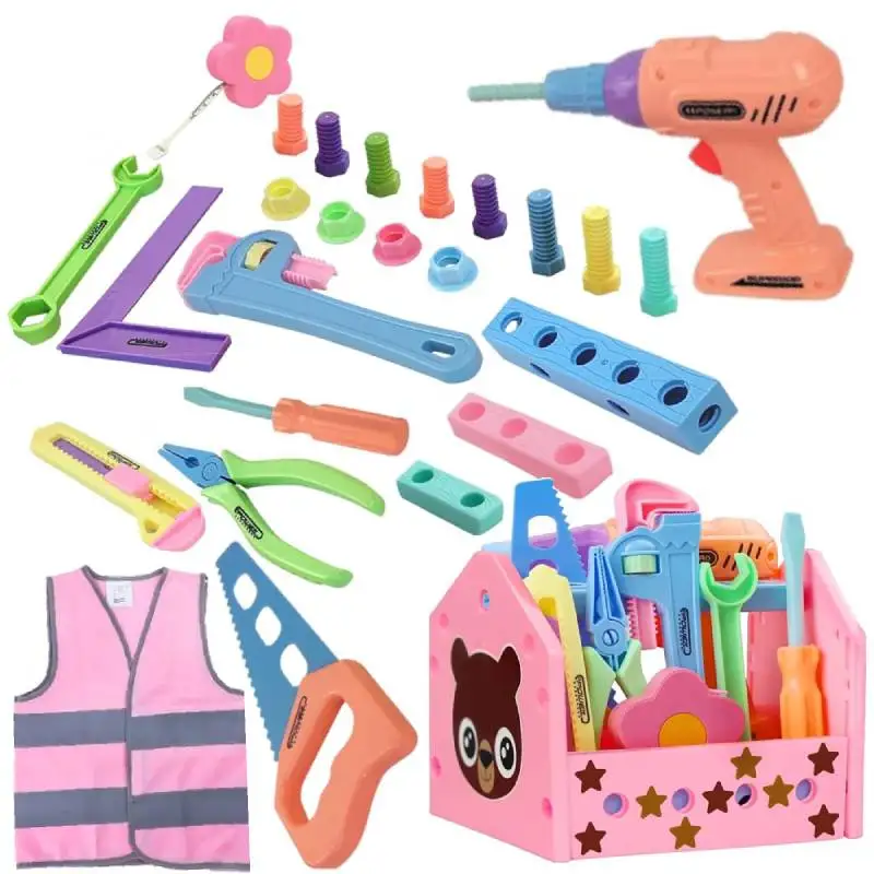 Kit de Ferramentas de Simulação Infantil, Toy Tool Kits, Engenheiro, Alicate, Chave de Fenda, Play House, Puzzle de Broca, Presente para Menina