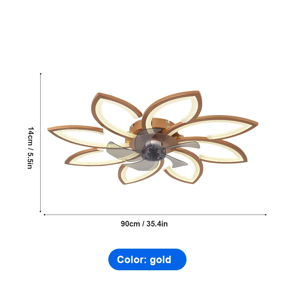 Bloemblaadjes LED-plafondlamp Plafondventilatoren met licht Slaapkamer Eettafel Fan Lamp Ventilator Afstandsbediening Lichtpunt