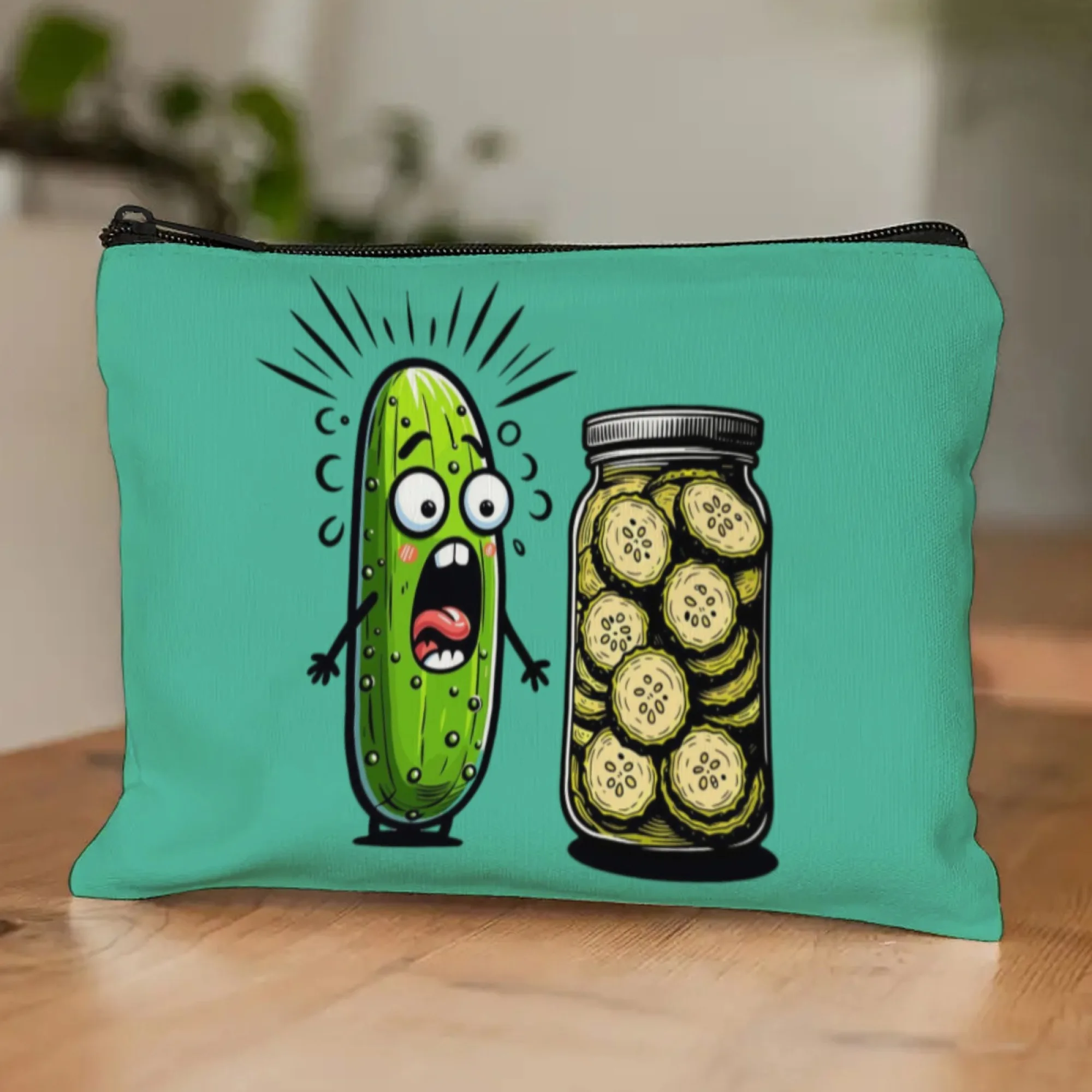 حقيبة مكياج ذات طابع مخلل مضحك، جرة خيار ومخلل مفاجئة، فن ملتوي للاستخدام اليومي، هدايا مبتكرة مضحكة