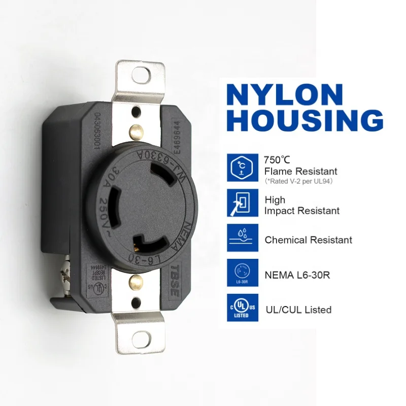 

043063001 New NEMA L6 30R 250V 30A Industry Twist Lock Power Outlet US Wire Connector Socket