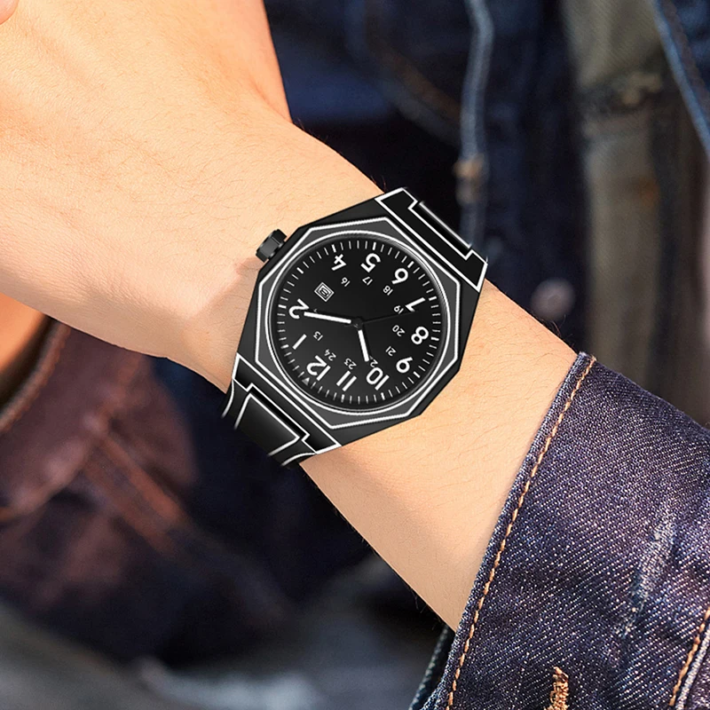 LIGE موضة الساعات الإبداعية للرجال عادية رياضية رجالية كوارتز ساعة اليد سيليكون مقاوم للماء تاريخ كرونوغراف Relogio Masculino