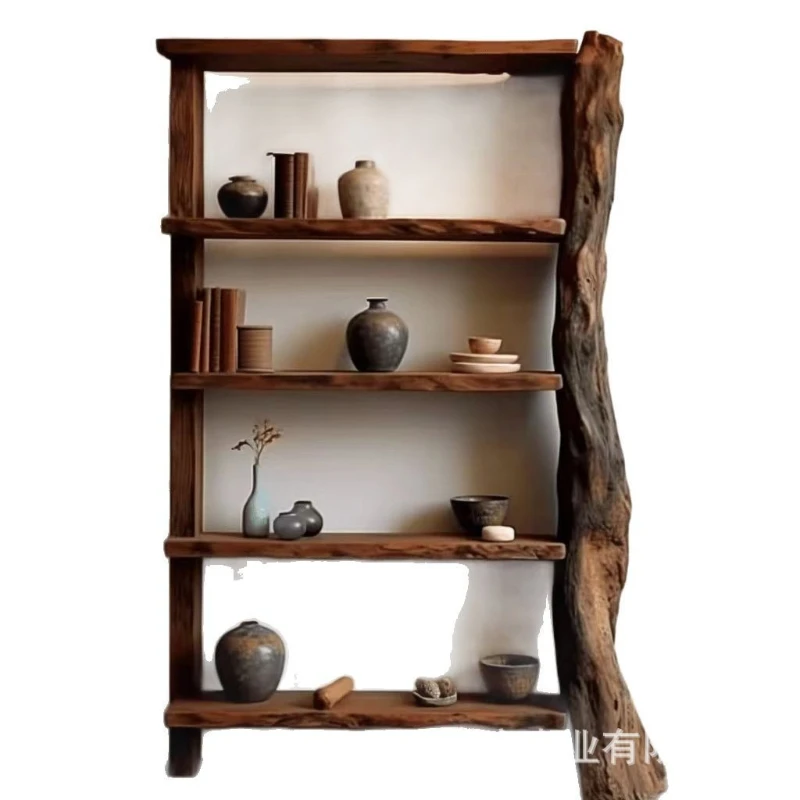 

Old elm bookshelf storage shelf floor-to-ceiling multi-layer Bogu shelf storage display cabinet furniture solid wood