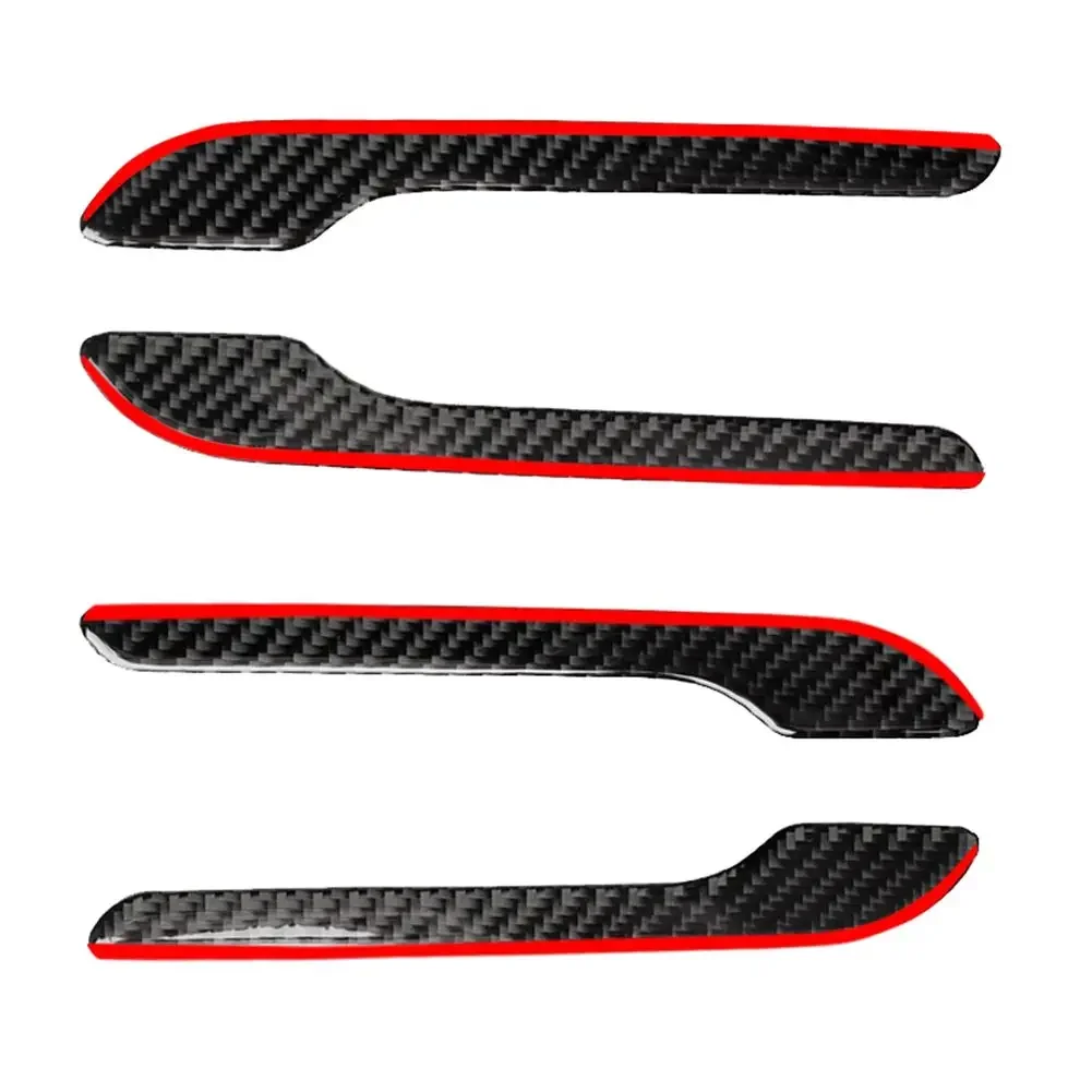 

For Tesla For Model 3 2017 2021 and For Model Y 2020 2021 ABS Carbon Fiber Car Door Handle Cover Trim 4 Pieces Protective Panels