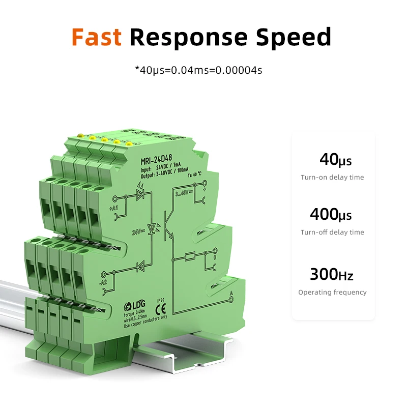 MRI-24D48 LED Optocoupler Isolator Interface DC DC SSR Relay Module Input 24VDC Switch Control Relay Board DIN for Automation