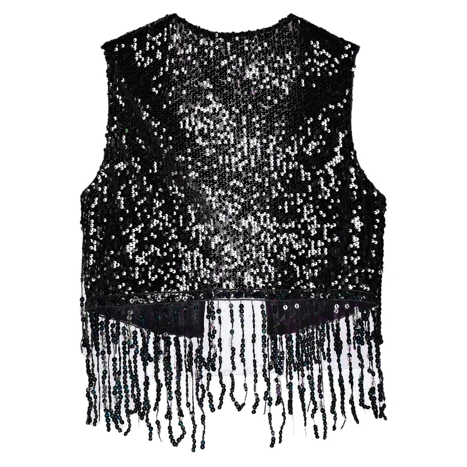 Chaleco De Lentejuelas Para Hombre, Sin Mangas, Estilo Años 70 Con Purpurina, Perfecto Para Fiestas Y Carnaval