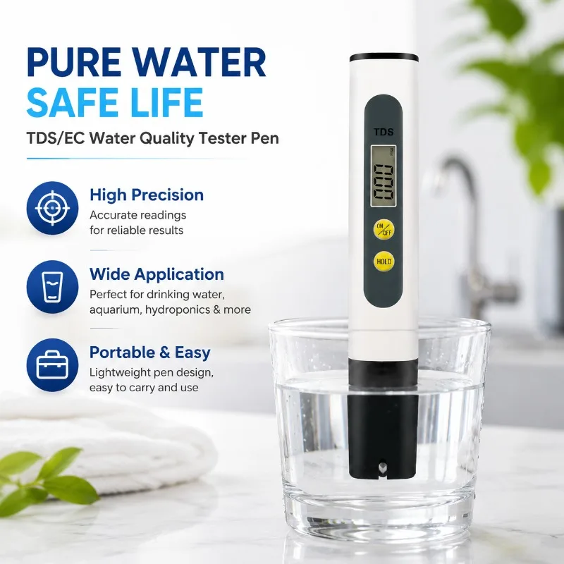 Handheld Digital‑Display High‑Precision Water‑Testing Pen Gauge Detect TDS EC Parameters Portable Hand‑operated Analyzer