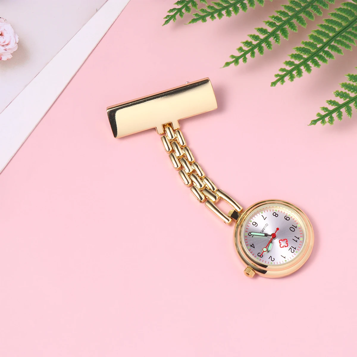 

Luminous Zinc Alloy Pocket Watch Nurse Doctor Safety Pin Design Easy Read Durable Gift Family Friends Silver Color