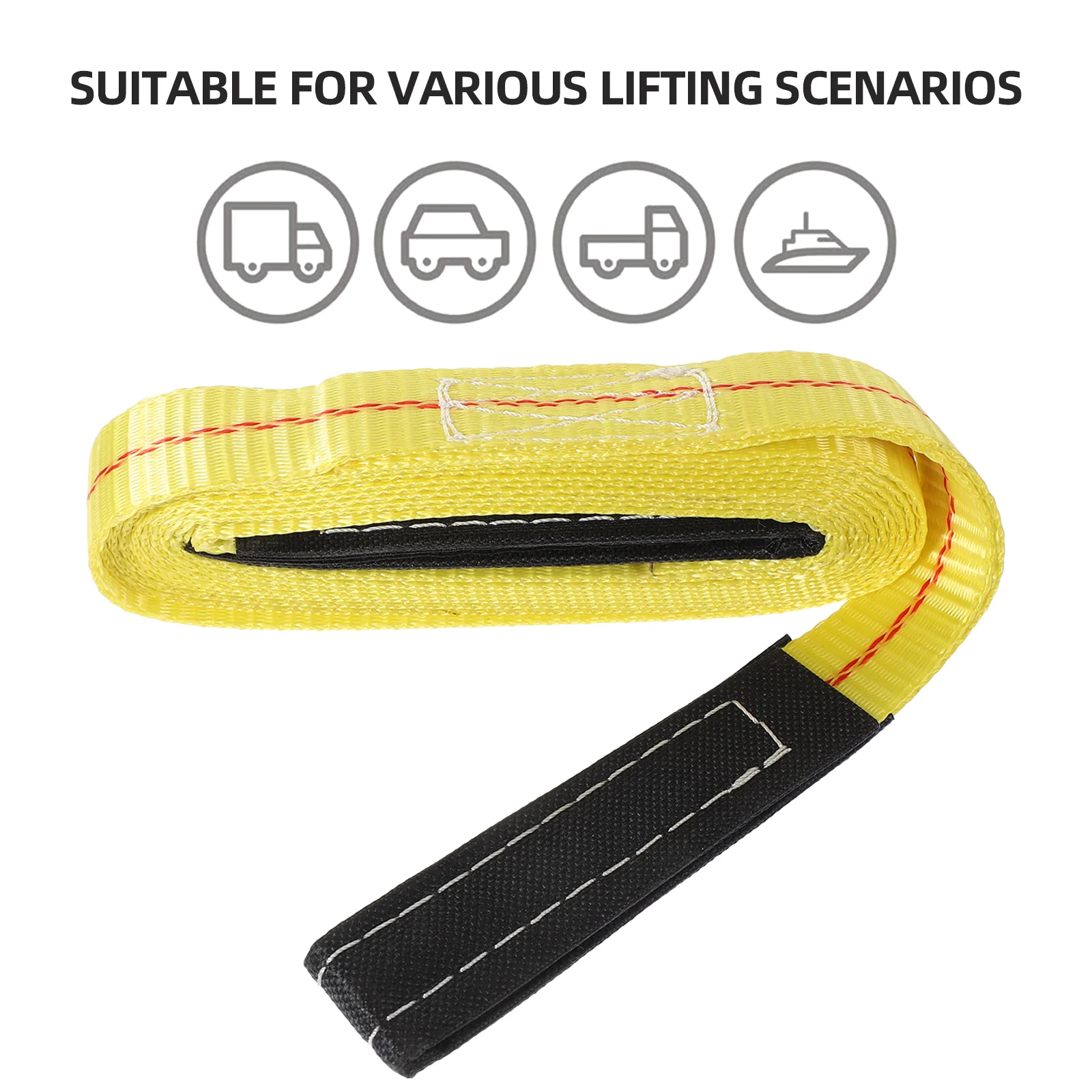 2 Pcs Tow Rope Heavy Duty Web Sling Moving Straps Cargo Mesh Lifting Slings with Flat Loops for Hoist Polyester