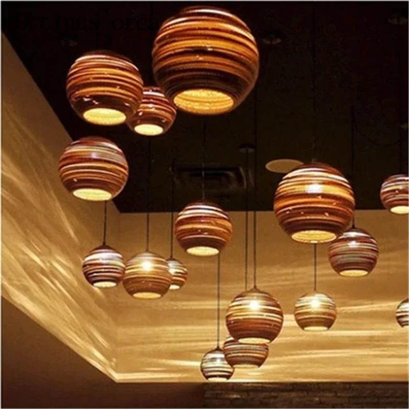 American retro pub corrugated paper coffee shop Nordic creative honeycomb bare single Chandelier image 2
