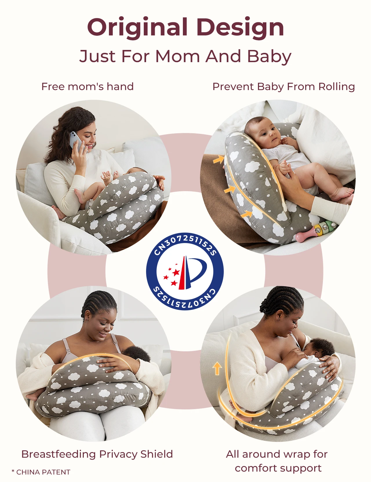 Momcozy Nursing Pillow for Breastfeeding, More Support for Mom and Baby, with Adjustable Waist Strap and Removable Cotton Cover