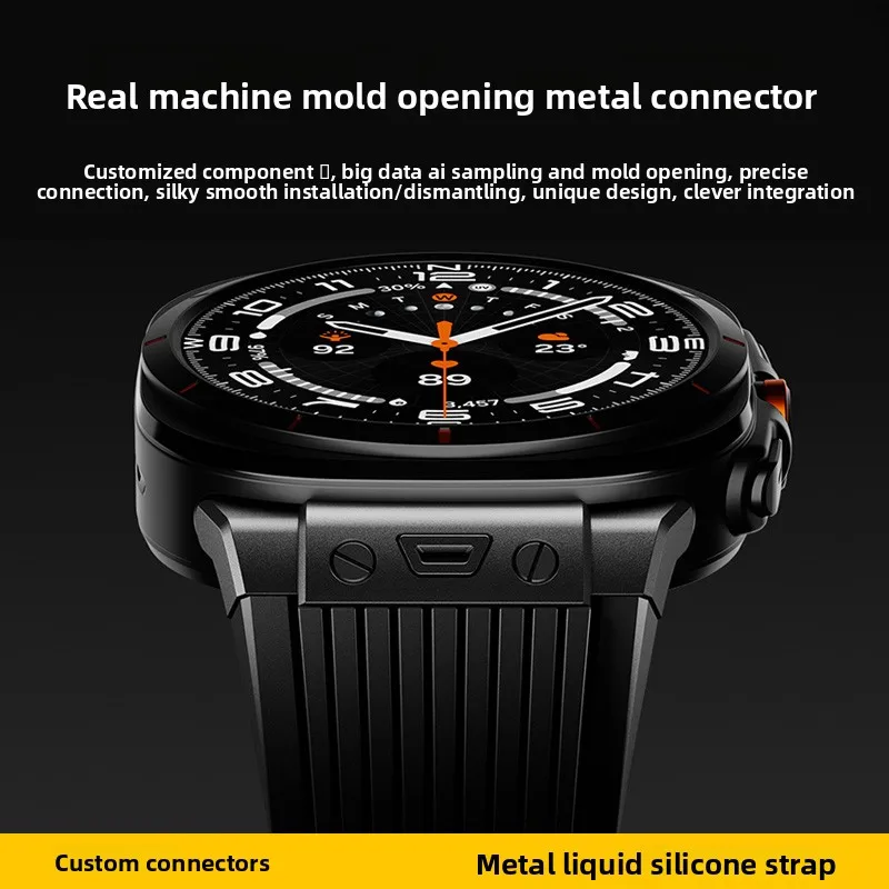 Applicable to Samsung Galaxy WatchUltra2 2026 Liquid Silicone Strap Metal Connector Ultra2025 Wristband Watch Strap