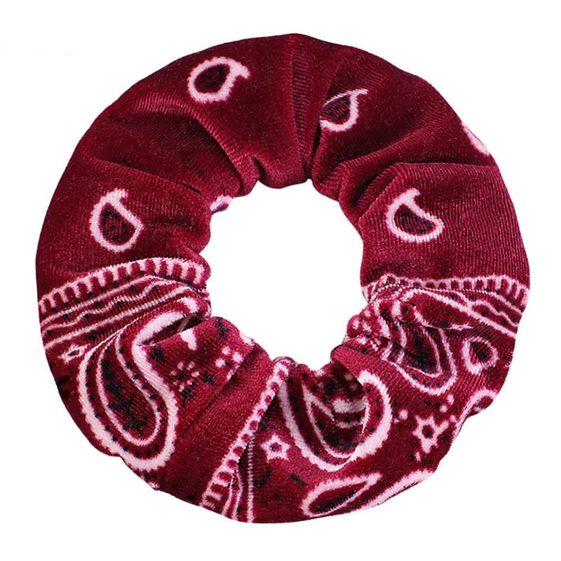 Korean Velvet Scrunchies Paisley Hair Scrunchy Hair Ties Accessories Elastic Hair Bands