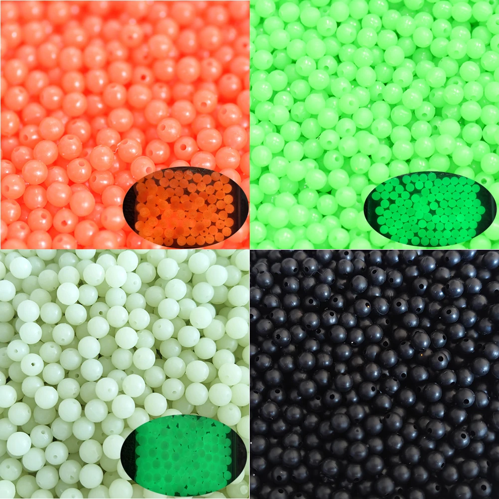 

100-10000 PCS Soft Rubber Glow Round Fishing Beads Luminous Fishing Stoper Round stop Night Fishing Hook Accessories