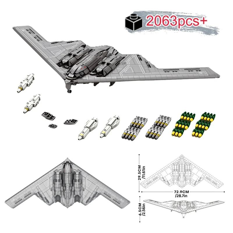 

NEW MOC B2 Military Stealth And Strategic Bomber Building Blocks Fighter Model Christmas Birthday Gifts Toy for Adult 2063pcs