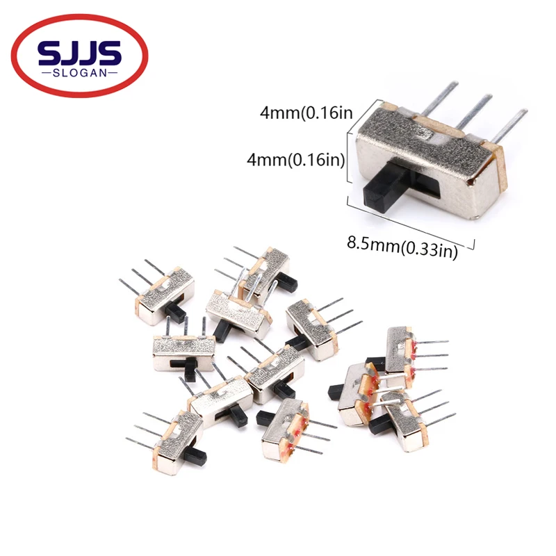 【20PCS】SS12D00 Interruptor On-Off Mini Slide Switch 3pin 1P2T 2 Position High Quality Toggle Switch Handle length:3/4/5/6MM