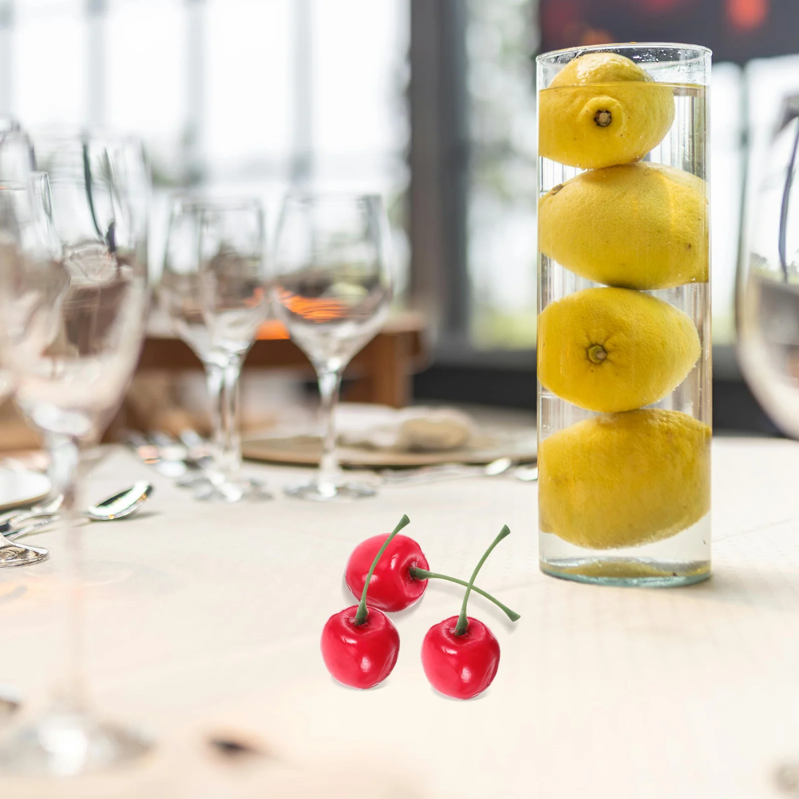 20 piezas modelo de simulación de fruta frutas artificiales para decoración realista Mini centro de mesa de fiesta de cereza roja bebé