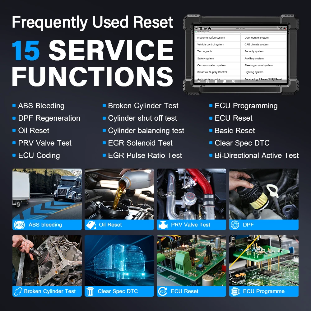 ANCEL X7 HD Heavy Duty Truck OBD2 Automotive Scanner Full System 12V 24V Oil D-P-F Regen ECU Reset OBD2 Truck Diagnostic Tools 