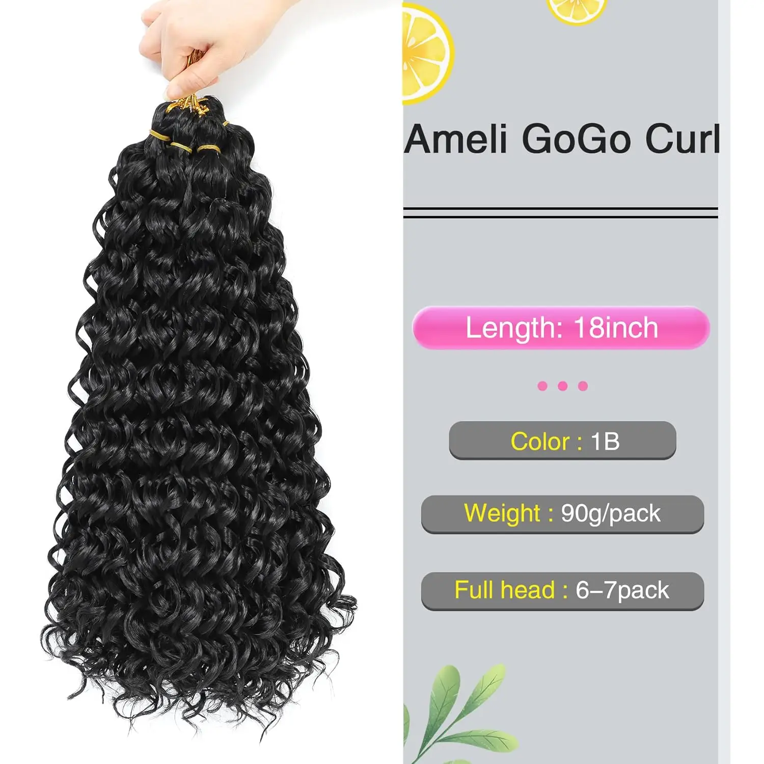 Forevery 18Inch GoGo Curl Crochet Braids Water Wave Crochet Hair deep wave crochet hair Synthetic Curly Crochet Hair Extensions