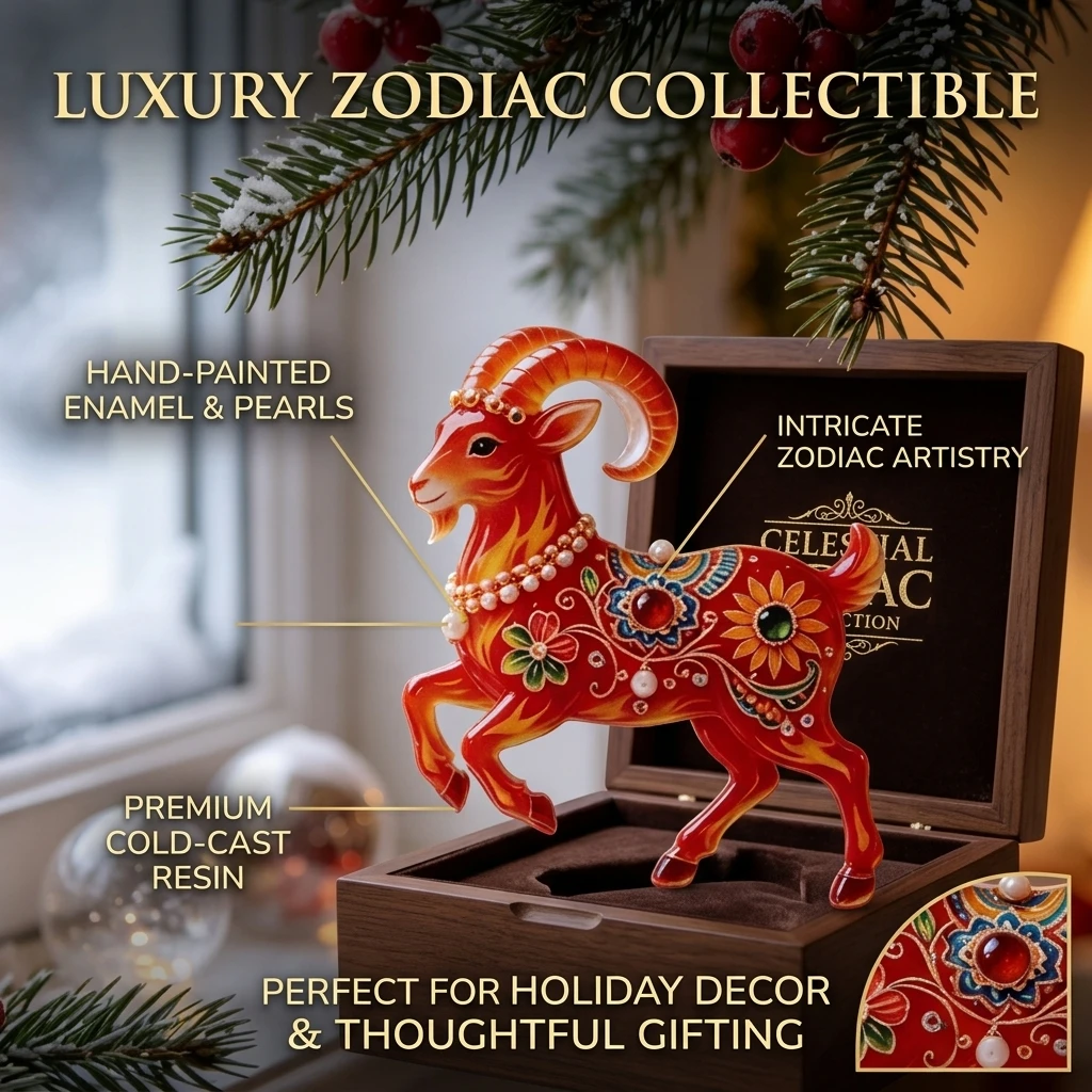 2D Red 2027 Year Of The Goat Mascot Hanging Ornament Acrylic Rhinestone Pearl Decorative Pendant For Car Home Decoration
