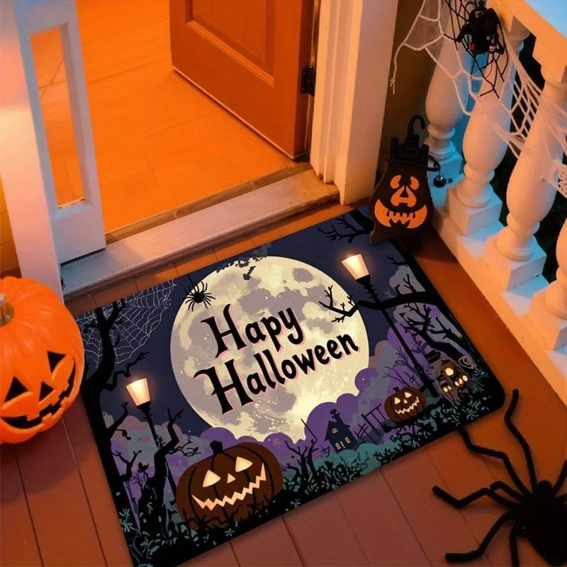 Newest Doormat Witch's Kitchen Magic Cauldron Print Doormat Flannel Non Slip Halloween Kitchen Floor Mat