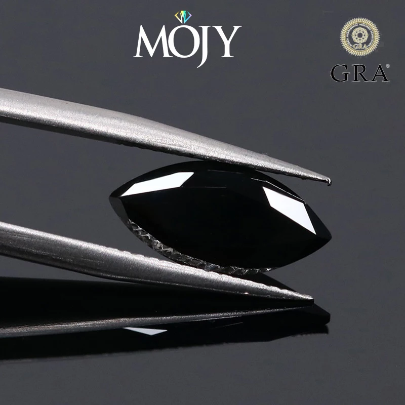 

MOJY огранка маркизы 0,5 ~ 3,0 карата черного цвета, муассанит, лабораторный камень, свободные драгоценные камни, тестер бриллиантов с сертификатом GRA, ювелирные изделия