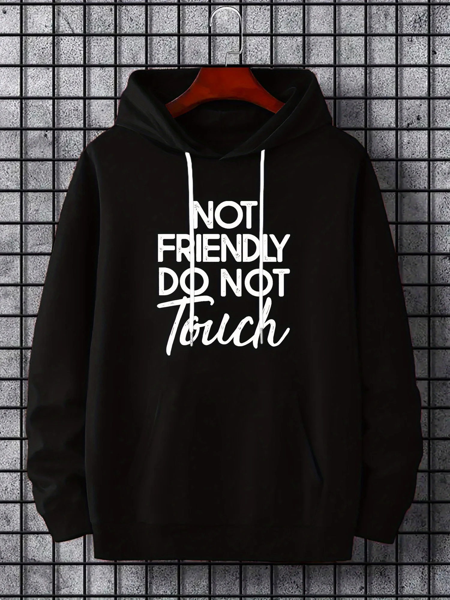

Men's and Women's "Unfriendly Do Not Touch" Pattern Hoodies - Loose Casual Soft Cotton Blend Pullo