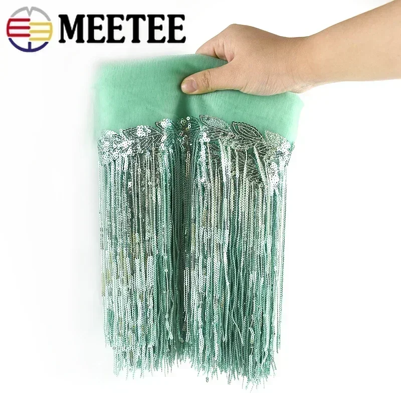 5/10Yard Meetee 18cm Colorful Sequins Tassel Lace Fabric Fringe Trim Ribbon Dance Performance Dresses Decor Sewing Accessories