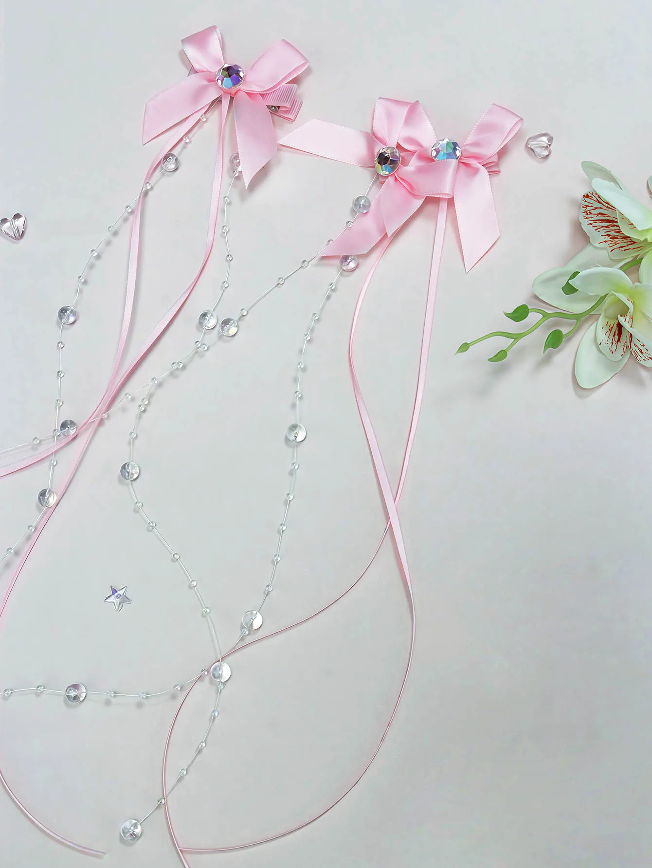 

1 шт., розовая лента во французском стиле, плавающая бусина, длинная кисточка, бант, заколка для волос — милая девушка в балетном стиле (новый аксессуар для волос)