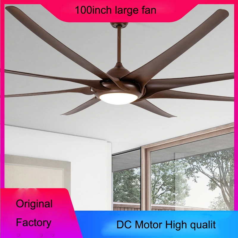 

100 Inch Large Fans With Light DC Motor Reverse Blades 110V/220V Hotel Lobby Club Ceiling Fans Ventilador De Techo Wood Fan