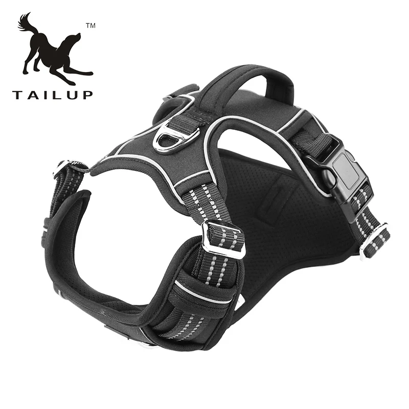 TAILUP No Pull Adjustable Pet Dog Harness No Choke Easy Control Handle Reflective Pet Harness Vest For Large Medium Dogs Train