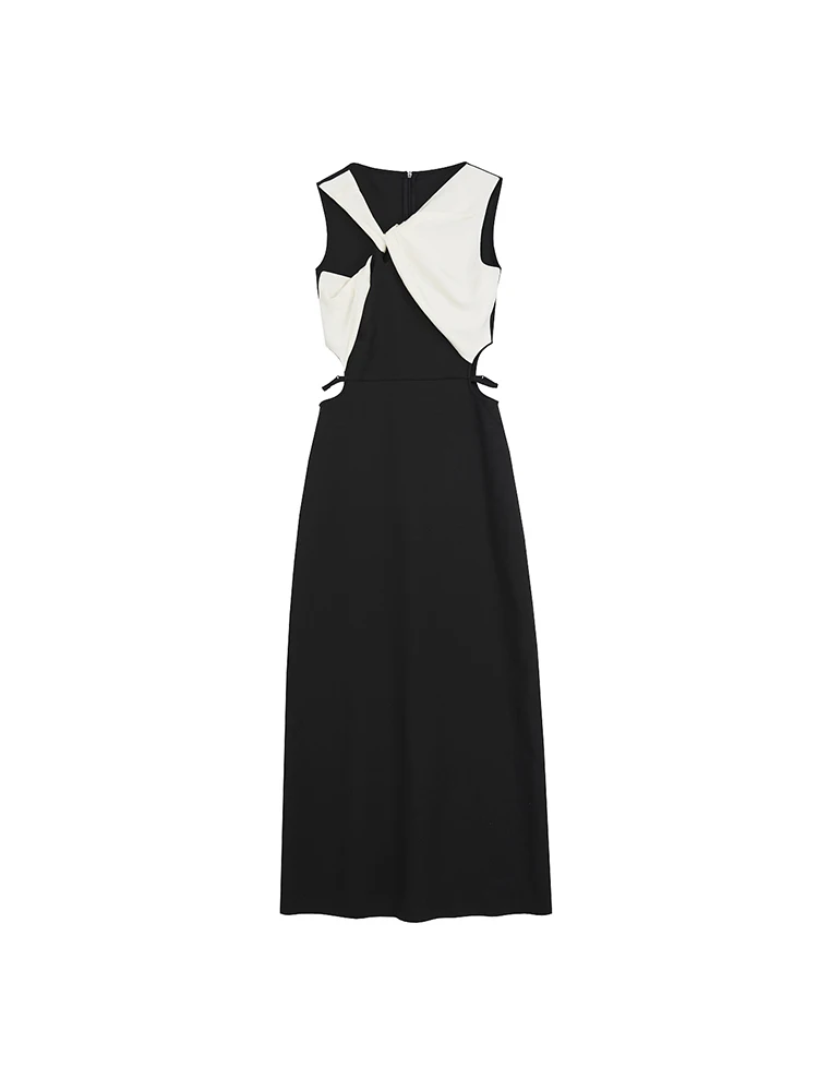 

2025 Women's Clothing Hollow waist contrast dress Spring Summer New 0706