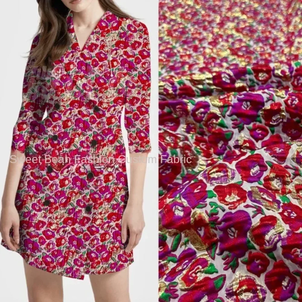 

Парчовая жаккардовая ткань, металлическая проволока, окрашенная пряжа, рельефная ветровка, комплект одежды, дизайнерская ткань, шитье своими руками по метрам, материал