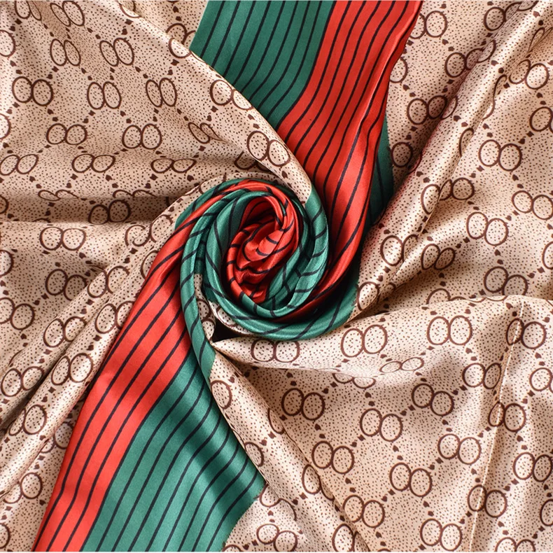 Women Fashion Print Silk Scarf Luxury Brand Warm 180X90CM Scarves Popular Lrage Satin Finish Shawl The Four Seasons Design Hijab image 5