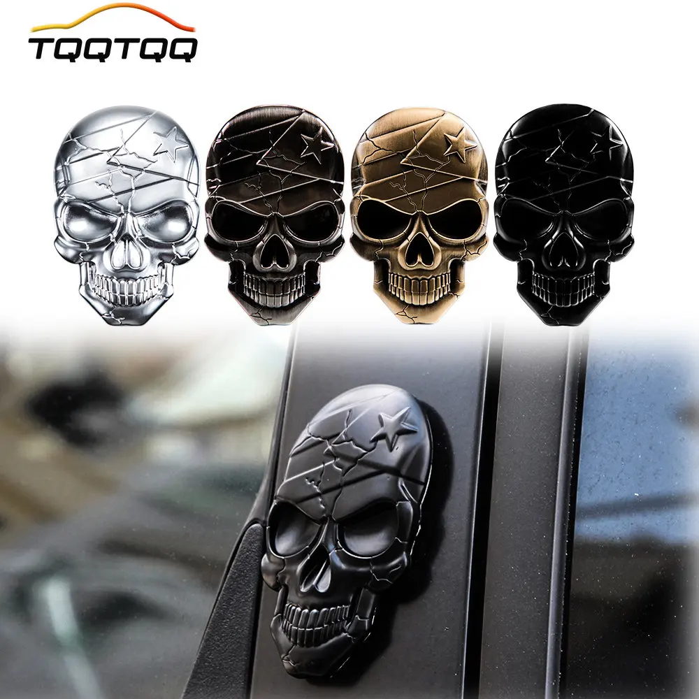 

TQQTQQ 1Pcs Skull Skeleton Devil Death Metal Emblem 3D Car Trucks Motorcycle Badge Sticker Decal Universal 7 x 4.5cm